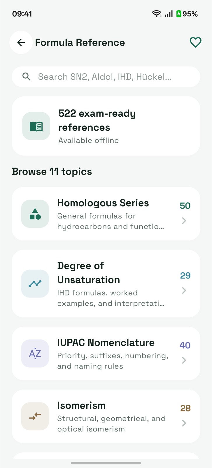 Organic chemistry formula reference browsing 11 topics offline