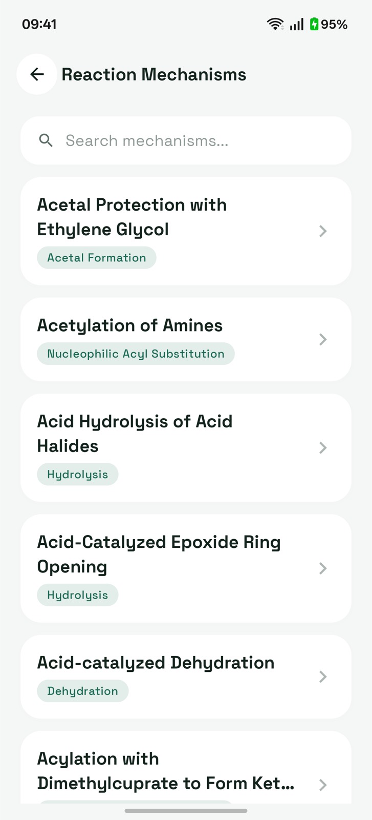 Searchable library of 106 named organic reaction mechanisms