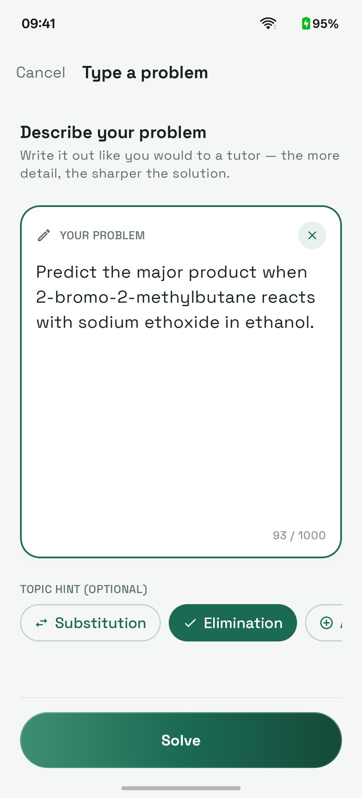 Typed organic chemistry problem about 2-bromo-2-methylbutane with sodium ethoxide